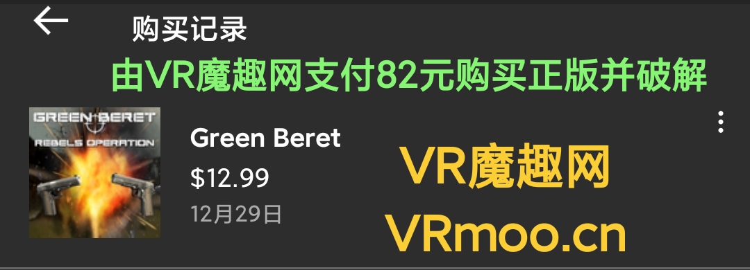 Oculus Quest 游戏《绿色贝雷帽》Green Beret VR