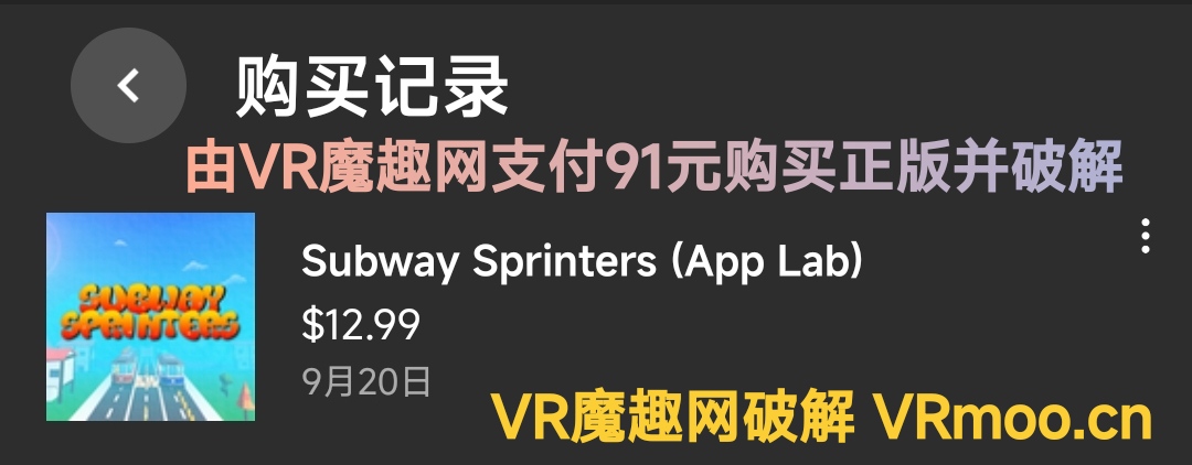 Oculus Quest 游戏《地铁短跑运动员汉化中文版》Subway Sprinters